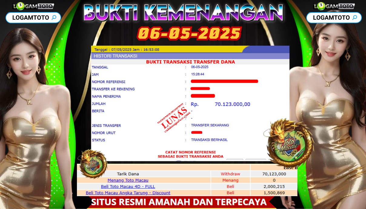 SELAMAT KEPADA MEMBER SETIA LOGAMTOTO BERHASIL MENANG TEBAK ANGKA DI PERMAINAN TOTO MACAU