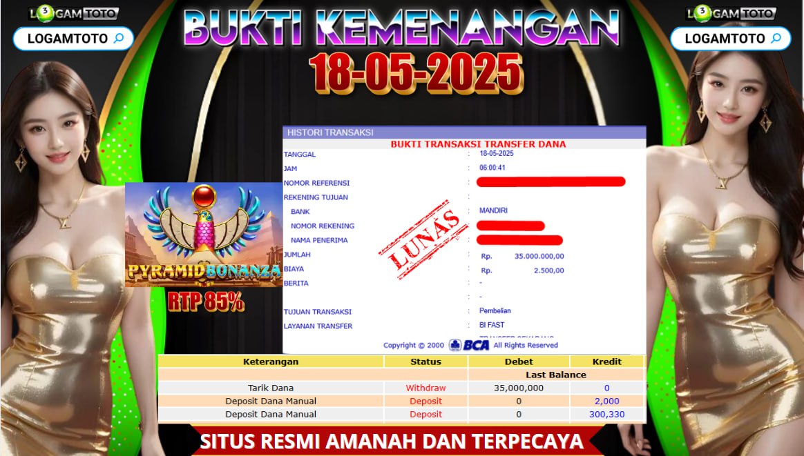 SELAMAT KEPADA MEMBER SETIA LOGAMTOTO BERHASIL JACKPOT DI PERMAINAN SLOT PYRAMID BONANZA