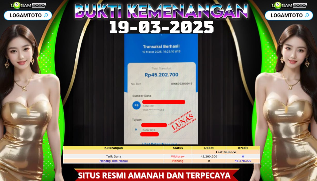 SELAMAT KEPADA MEMBER SETIA LOGAMTOTO BERHASIL MENANG DI PASARAN TOTO MACAU SEASON 2 PADA HARI INI