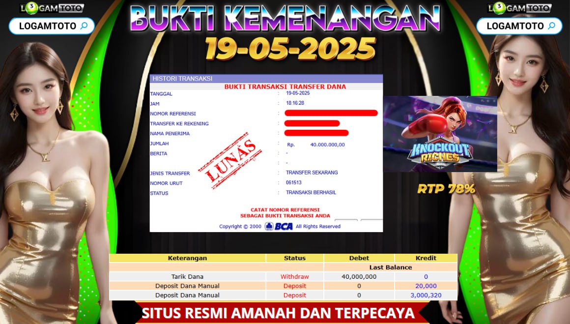 SELAMAT KEPADA MEMBER SETIA LOGAMTOTO BERHASIL JACKPOT DI PERMAINAN SLOT PG SOFT KNOCKOUT RICHES