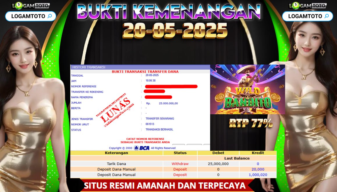 SELAMAT KEPADA MEMBER SETIA LOGAMTOTO BERHASIL JACKPOT DI PERMAINAN SLOT PG SOFT WILD BANDITO