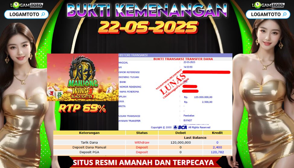 SELAMAT KEPADA MEMBER SETIA LOGAMTOTO BERHASIL JACKPOT DI PERMAINAN SLOT MAHJONG WAYS 3 BLACK SCATTER