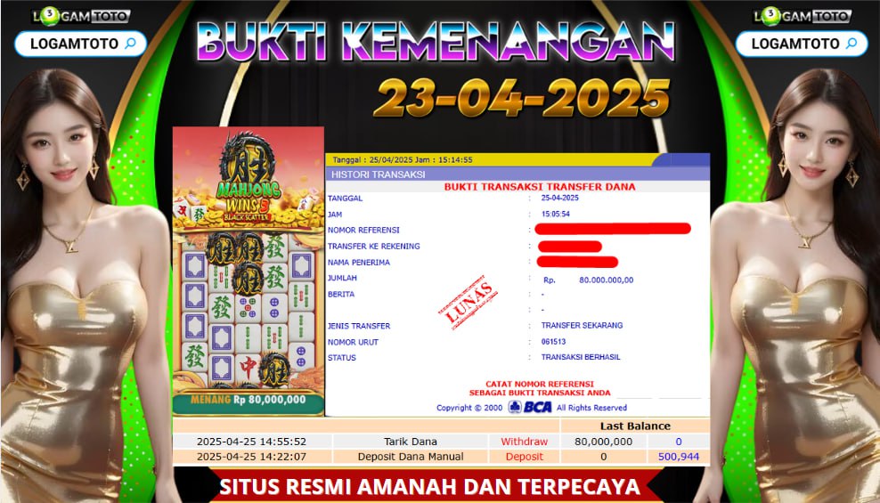 SELAMAT KEPADA MEMBER SETIA LOGAMTOTO MENDAPATKAN MEGA JACKPOT DI PERMAINAN SLOT PRAGMATIC PLAY MAHJONG WAYS 3!