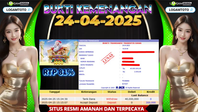 SELAMAT KEPADA MEMBER SETIA LOGAMTOTO MENDAPATKAN MEGA JACKPOT DI PERMAINAN SLOT PRAGMATIC PLAY GATES OF OLYMPUS XMAS !!