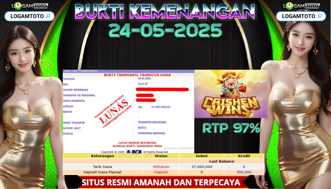 SELAMAT KEPADA MEMBER SETIA LOGAMTOTO BERHASIL JACKPOT DI PERMAINAN SLOT CAISEN WINS