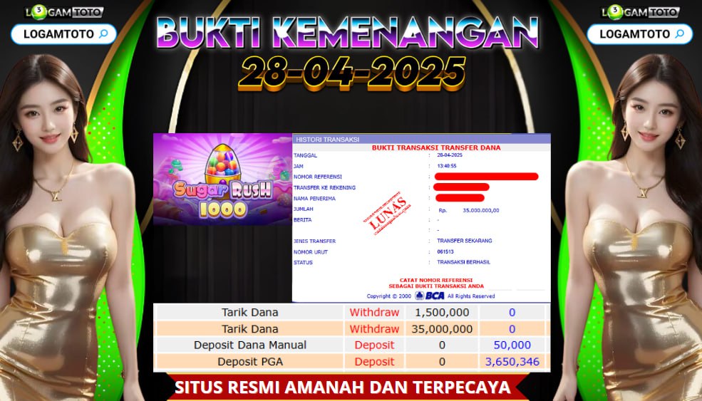 SELAMAT KEPADA MEMBER SETIA LOGAMTOTO MENDAPATKAN MEGA JACKPOT DI PERMAINAN SLOT PRAGMATIC PLAY SUGAR RUSH 1000