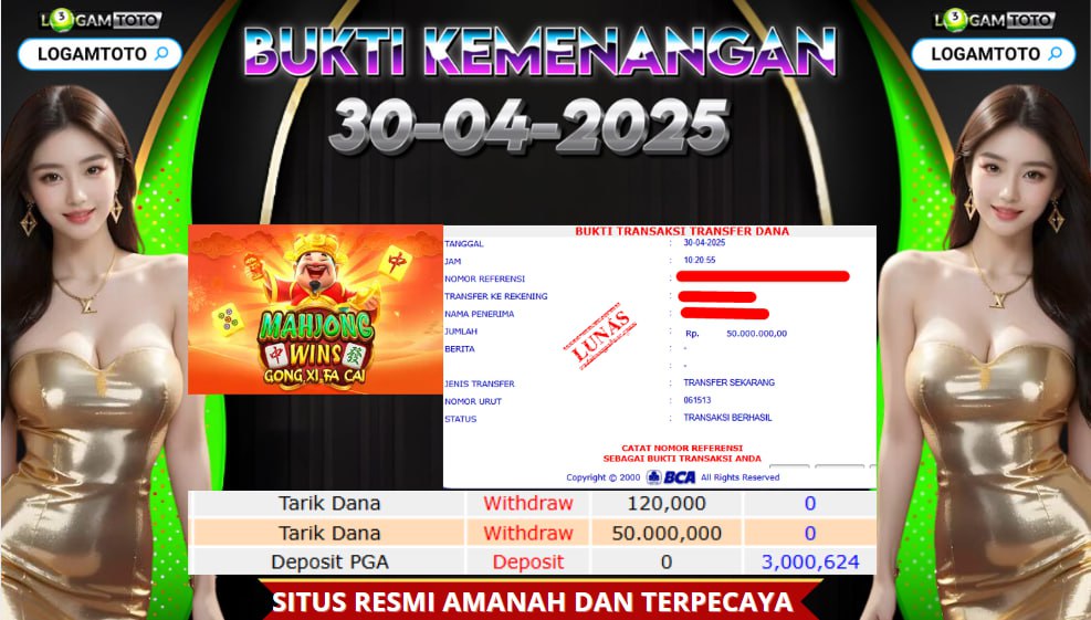 SELAMAT KEPADA MEMBER SETIA LOGAMTOTO MENDAPATKAN MEGA JACKPOT DI PERMAINAN SLOT PRAGMATIC PLAY MAHJONG WAYS GO XI FA CAI