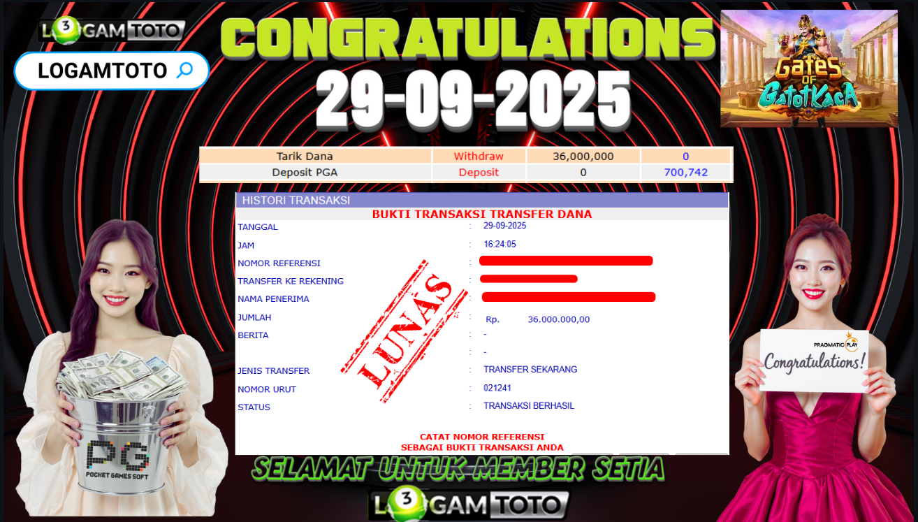 SELAMAT KEPADA MEMBER SETIA LOGAMTOTO BERHASIL JACKPOT DI PERMAINAN SLOT GATOT KACA