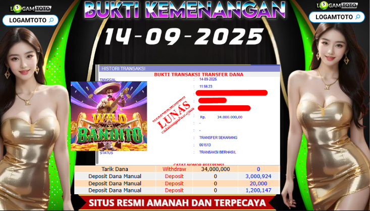 SELAMAT KEPADA MEMBER SETIA LOGAMTOTO BERHASIL JACKPOT DI PERMAINAN PG SOFT WILD BANDITO