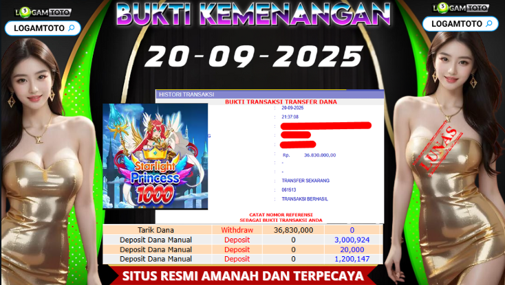 SELAMAT KEPADA MEMBER SETIA LOGAMTOTO BERHASIL JACKPOT DI PERMAINAN SLOT STARLIGHT PRINCESS 1000