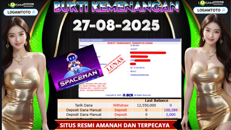 SELAMAT KEPADA MEMBER SETIA LOGAMTOTO BERHASIL JACKPOT DI PERMAINAN SLOT SPACEMAN