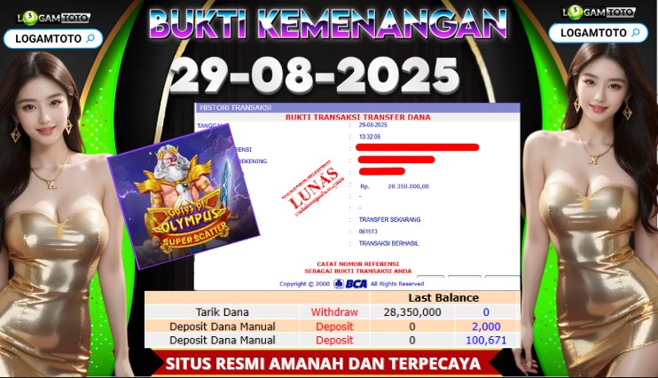 SELAMAT KEPADA MEMBER SETIA LOGAMTOTO BERHASIL JACKPOT DI PERMAINAN SLOT GATE OF OLYMPUS SUPER SCATTER
