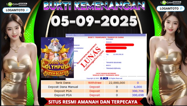 SELAMAT KEPADA MEMBER SETIA LOGAMTOTO BERHASIL JACKPOT DI PERMAINAN SLOT GATE OF OLYMPUS SUPER SCATTER