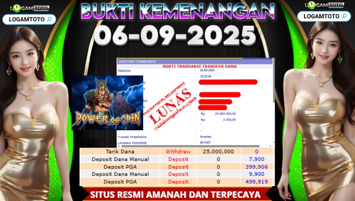 SELAMAT KEPADA MEMBER SETIA LOGAMTOTO BERHASIL JACKPOT DI PERMAINAN SLOT POWER of ODIN