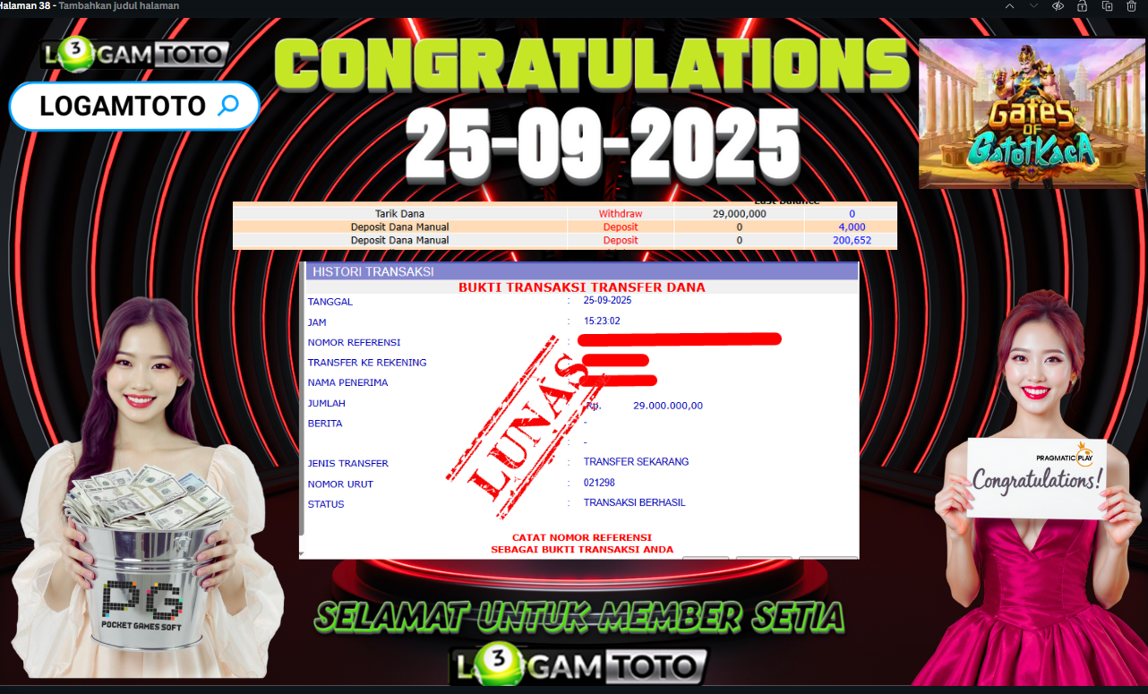 SELAMAT KEPADA MEMBER SETIA LOGAMTOTO BERHASIL JACKPOT DI PERMAINAN SLOT GATES OF GATOT KACA