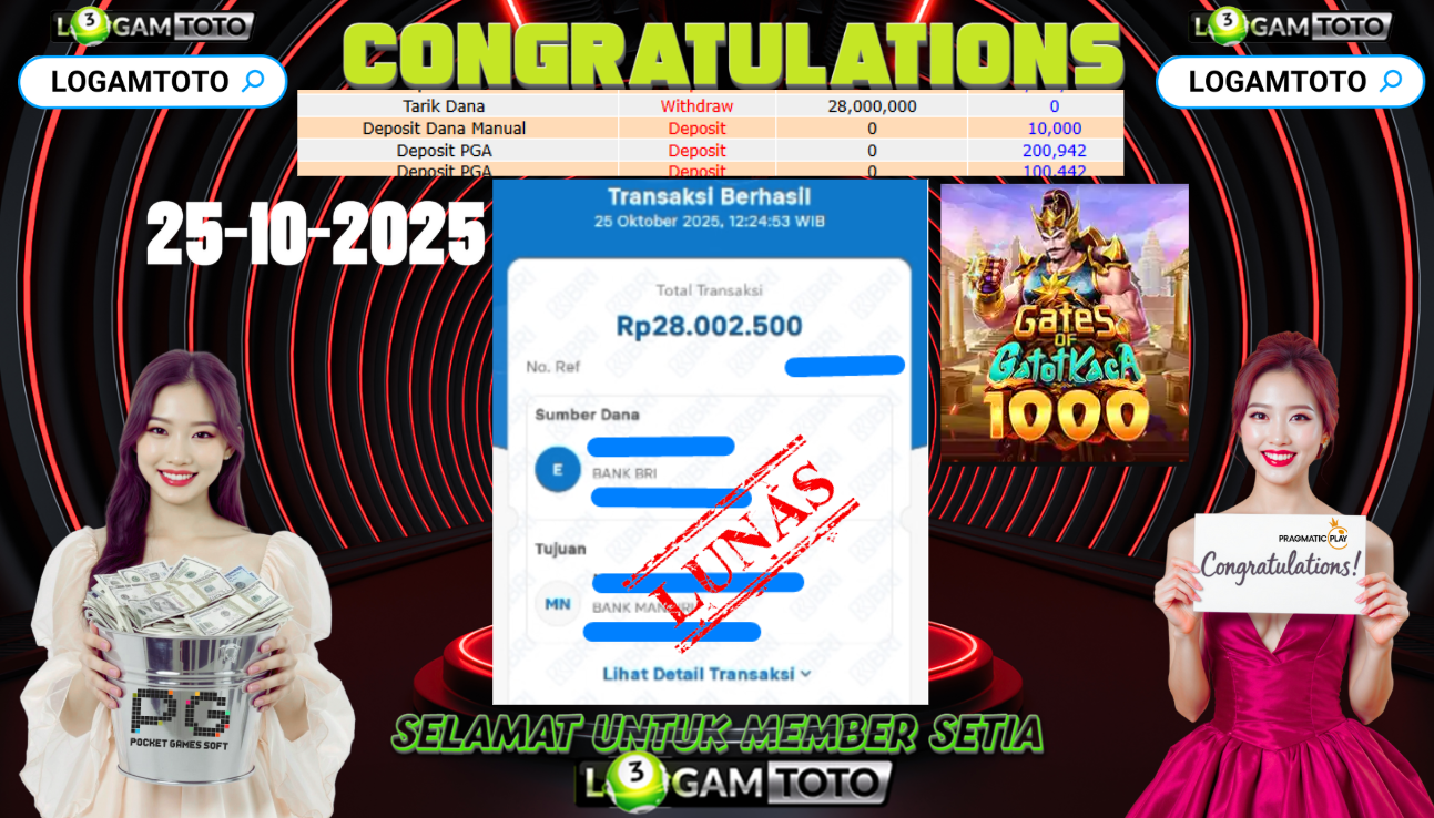 SELAMAT KEPADA MEMBER SETIA LOGAMTOTO BERHASIL JACKPOT DI PERMAINAN SLOT GATES OF GATOTKACA 1000