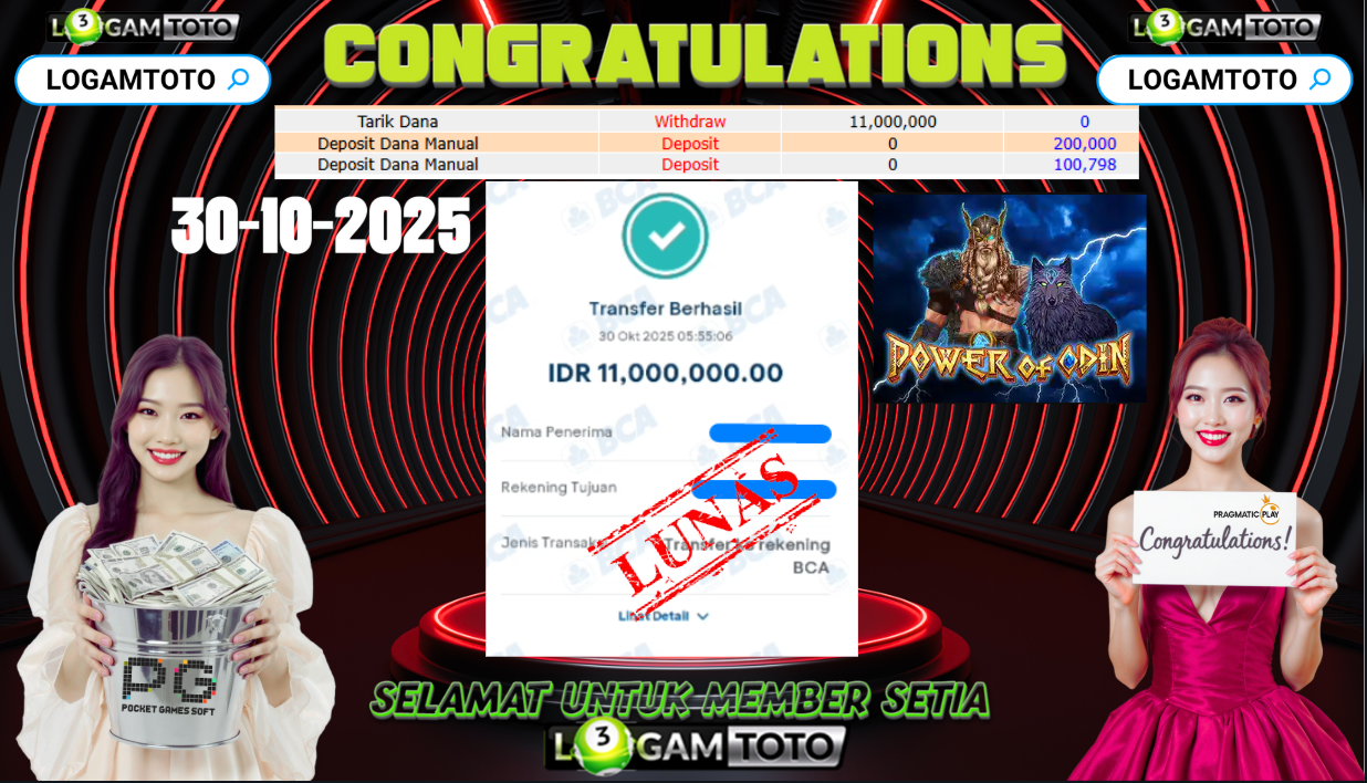SELAMAT KEPADA MEMBER SETIA LOGAMTOTO BERHASIL JACKPOT DI PERMAINAN SLOT POWER OF ODIN