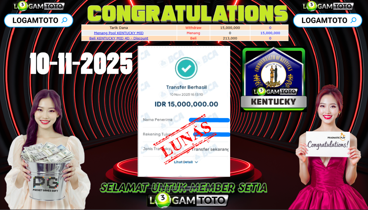 SELAMAT KEPADA MEMBER SETIA LOGAMTOTO BERHASIL MENANG DI TOGEL KENTUCKY EVENING