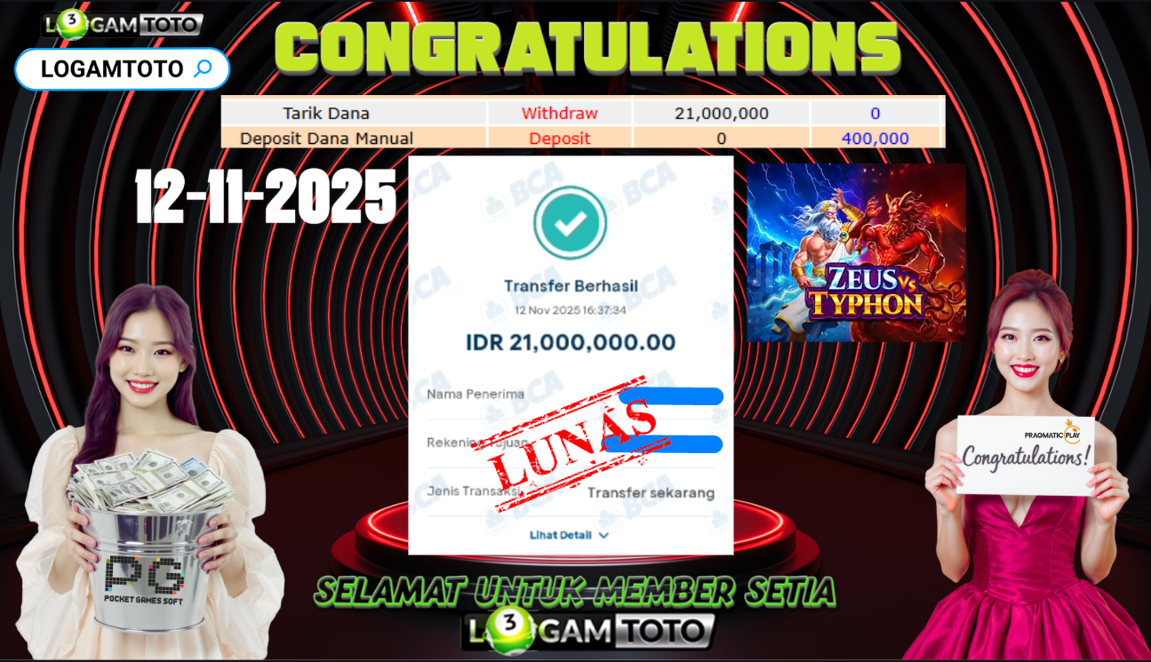 SELAMAT KEPADA MEMBER SETIA LOGAMTOTO BERHASIL JACKPOT DI PERMAINAN SLOT ZEUS VS TYPHON