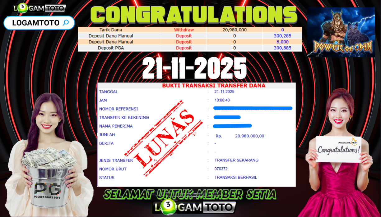 SELAMAT KEPADA MEMBER SETIA LOGAMTOTO BERHASIL JACKPOT DI PERMAINAN SLOT POWER OF ODIN