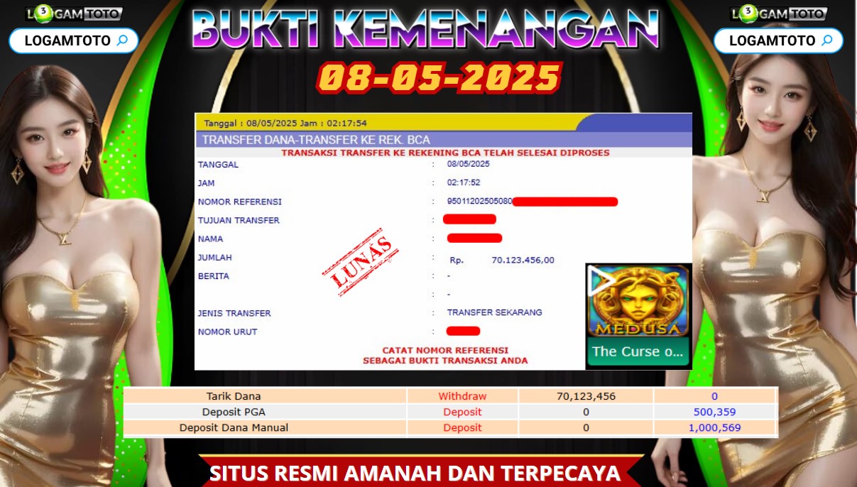 SELAMAT KEPADA MEMBER SETIA LOGAMTOTO BERHASIL WITHDRAW KEMENANGAN DI IDN SLOT PERMAINAN MEDHUSA